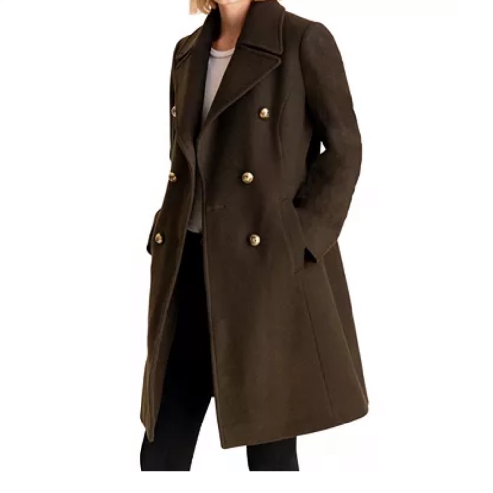 Wool blend coat in olive color